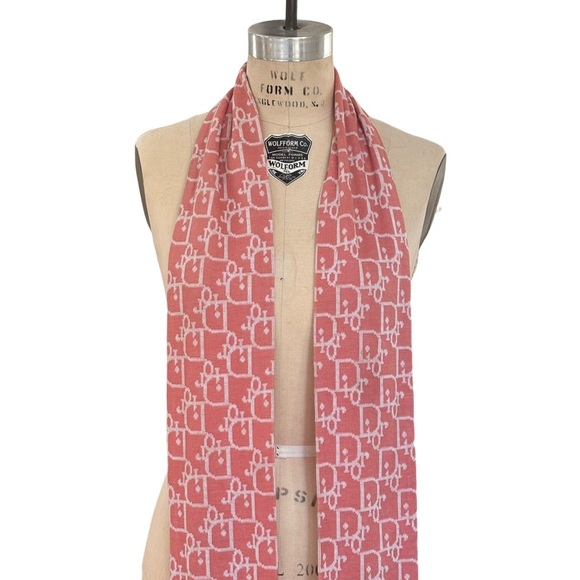 Vintage Dior Knit Logo Scarf in Pink - Picture 4 of 14